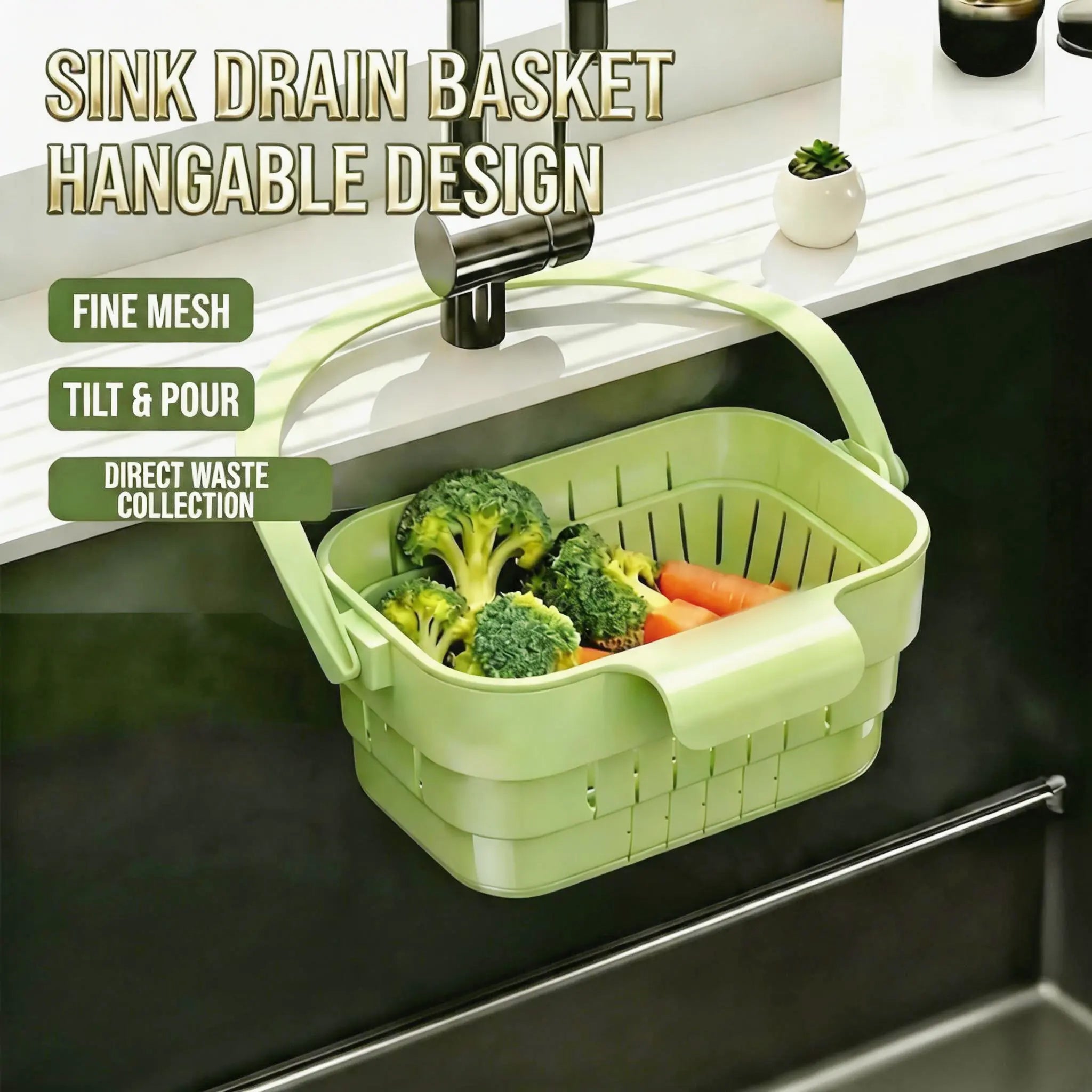 YESDOAGD Retractable Sink Food Catcher, Detachable Kitchen Strainer Basket, Space-Saving Drain Filter