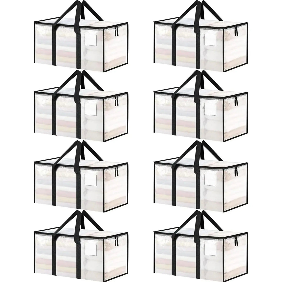 Heavy Duty Storage Bag 88L Waterproof Moving Tote with Handles Translucent Closet Organizer for Comforters Clothes Internal Frame Backpacks 1/2/3/4 Pack Space Saving Bags Fitting