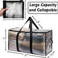Heavy Duty Storage Bag 88L Waterproof Moving Tote with Handles Translucent Closet Organizer for Comforters Clothes Internal Frame Backpacks 1/2/3/4 Pack Space Saving Bags Fitting