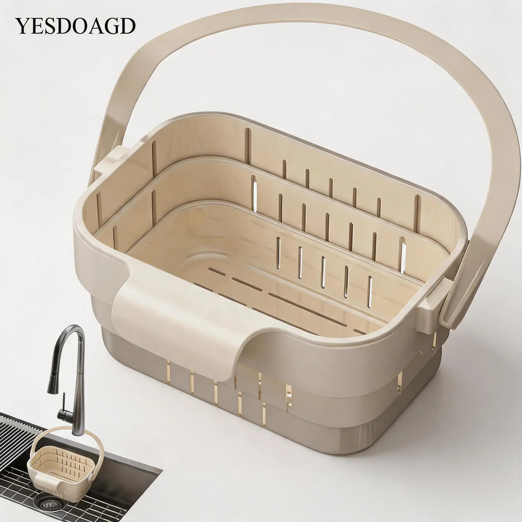 YESDOAGD Retractable Sink Food Catcher, Detachable Kitchen Strainer Basket, Space-Saving Drain Filter