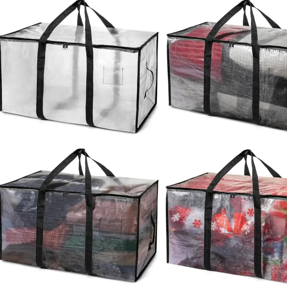 Heavy Duty Storage Bag 88L Waterproof Moving Tote with Handles Translucent Closet Organizer for Comforters Clothes Internal Frame Backpacks 1/2/3/4 Pack Space Saving Bags Fitting